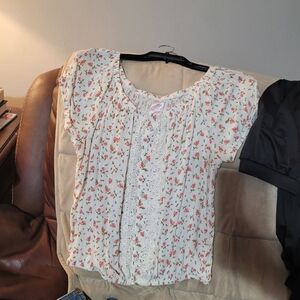 No Boundaries Floral Lace Blouse - Cream and Pink